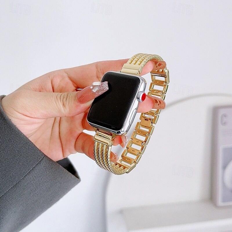 Solo Loop Συμβατό με Ζάντα ρολογιού Apple Watch 38mm 40mm 41mm 42mm 44mm 45mm 49mm Γυναικεία Μεταλλικό κούμπωμα Ρυθμιζόμενο κράμα Ανταλλακτικό λουράκι ρολογιού για iwatch Ultra 2 Series 9 8 7 SE 6 5 2025 - $20.99 –P10