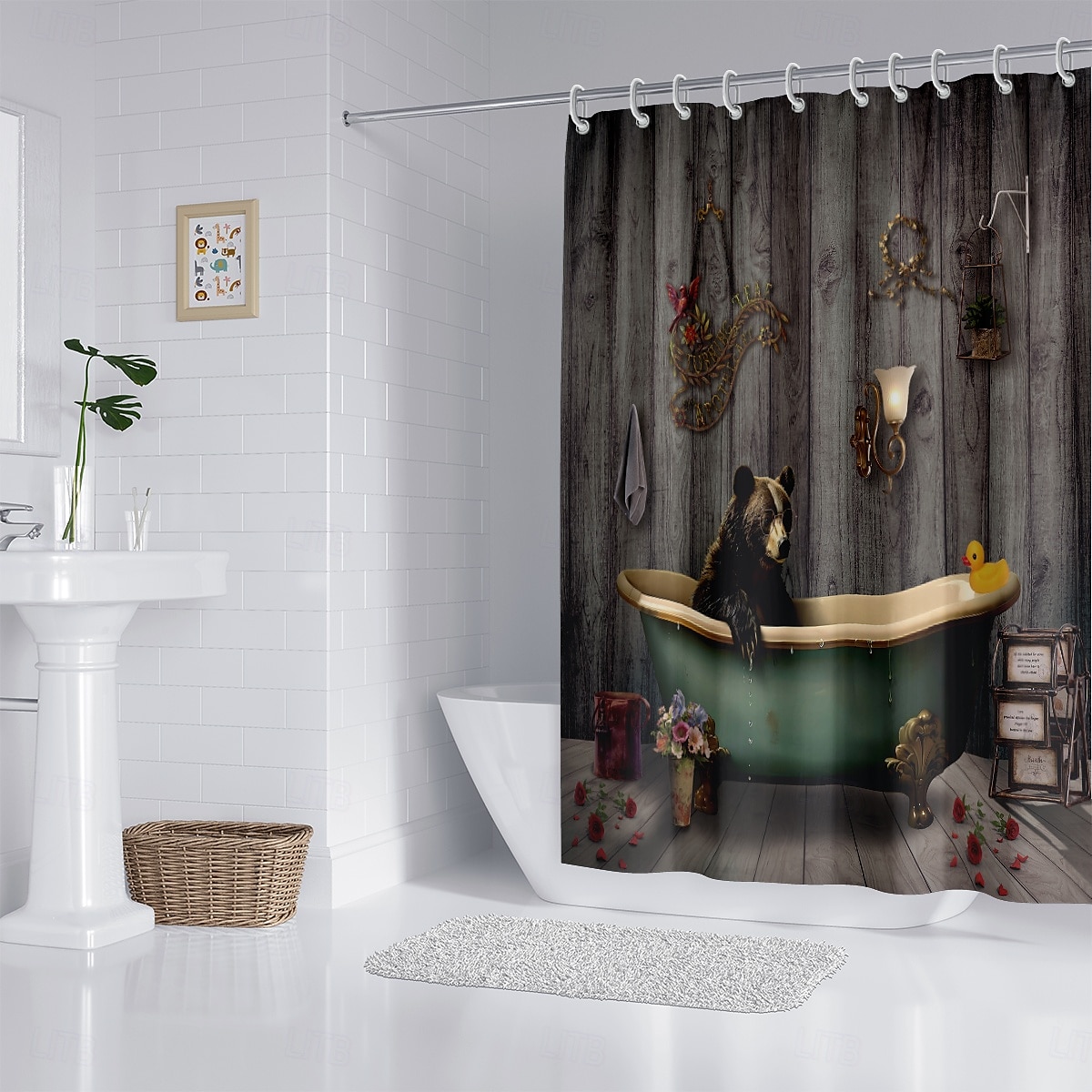 Sprchový závěs s háčky 180cm*180cm (70"*70") polyester pratelné voděodolné vzor retro vintage pro dekoraci koupelny a vany 2025 - $25.99 –P5