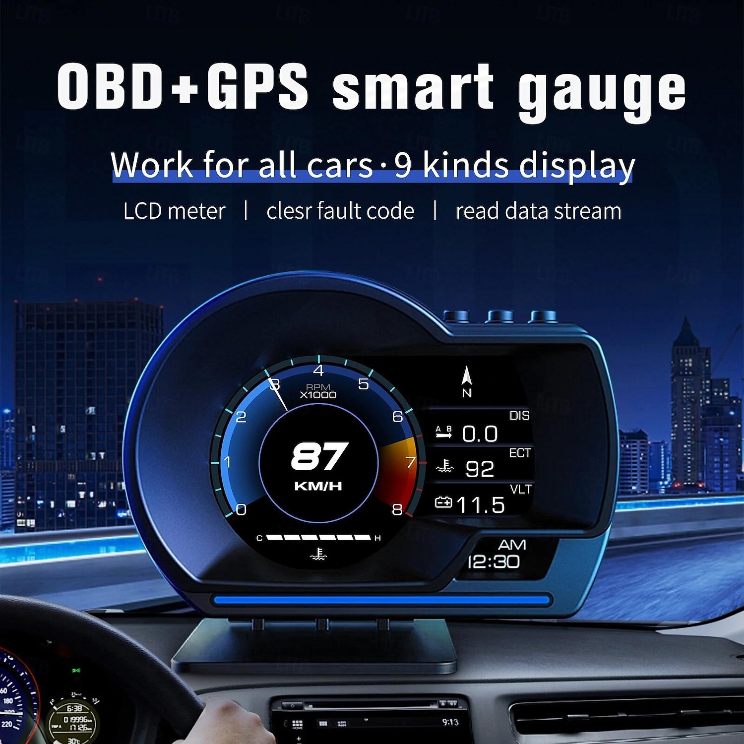Car Head-Up Display OBD2&GPS Smart Car HUD Gauge Digital Odometer Security Alarm Water Temperature Alarm 2025 - $114.99 –P1