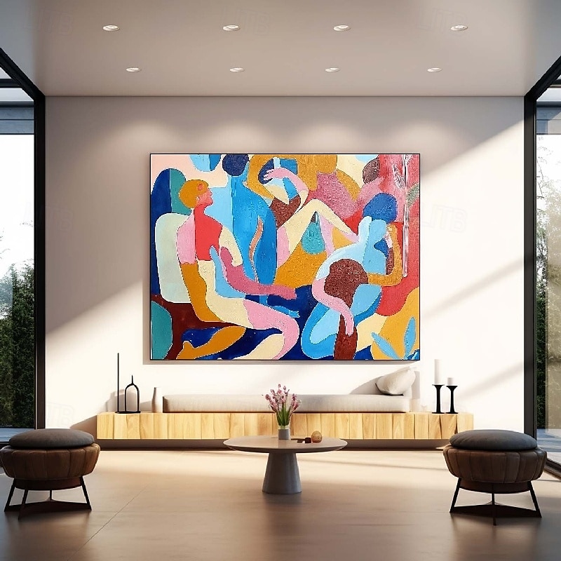 handgemachtes farbenfrohes modernes Ölgemälde auf Leinwand, großes handgemaltes abstraktes strukturiertes Personengemälde, Wandkunst, zeitgenössisches minimalistisches Kunstwerk, Wandgemälde für 2025 - $125.99 –P8