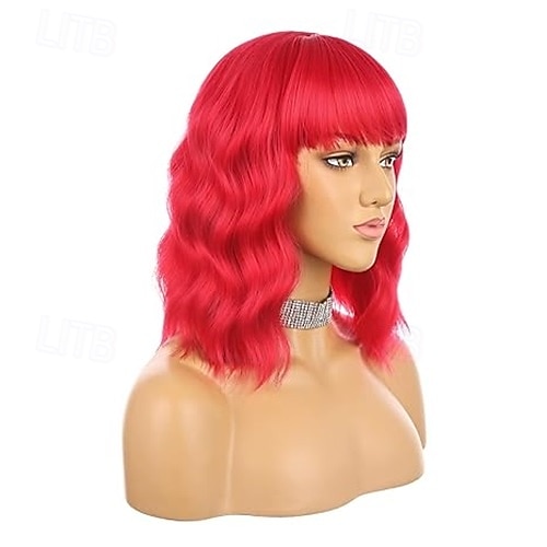 perruque courte colorée bouclée ondulée synthétique bob perruques avec frange aérienne perruques naturelles pour femmes de 2025 ? $18.99 –P3