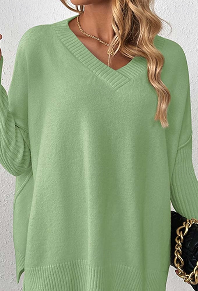 Femme Pull Chandail Elégant Mode du quotidien Couleur unie Col V Tricoté manche longue Hauts longs Tricoter Travail Noir Jaune Automne Hiver de 2025 ? $37.99 –P6