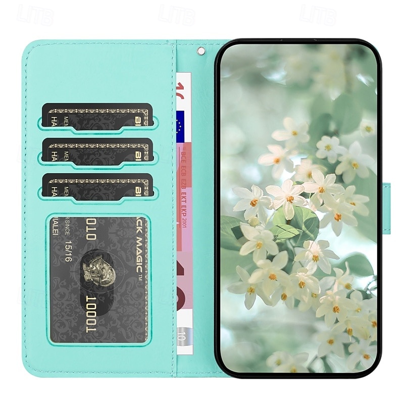 2025年 電話 ケース 用途 iPhone 16 iPhone15 iPhone 14 13 12 11 Pro Max Plus Mini SE ウォレットカードケース リストストラップ付き キックスタンド 暖かい 花 TPU PUレザー コレクション – $16.99 –P17