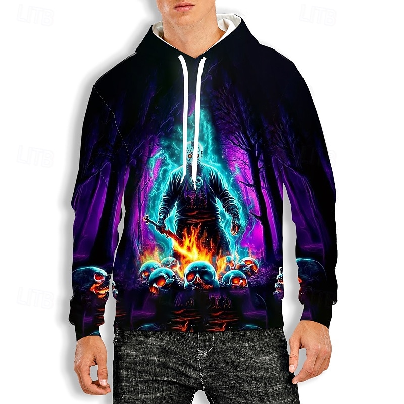Morder Jason Voorhees Hattetrøje Pullover Halloween 3D Graphic Til Par Herre Dame Voksne Halloween Karneval Maskerade 3D-utskrift Fest Fritid / hverdag 2025 - $24.99 –P1