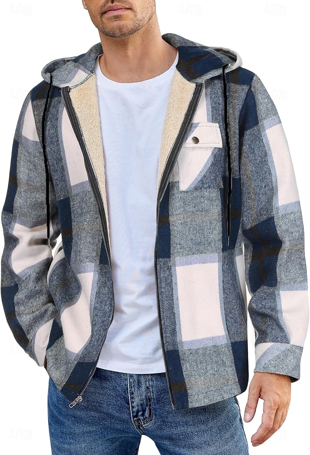 Herren Hemdjacke Kapuzenjacke Shacket Flanell-Fleecejacke Täglich Urlaub warm Mit Kapuze Herbst Winter Schottenstoff Kariert Modisch Strassenmode Kargen Standard Schwarz Dunkelrot Hellgrün Rote Blau 2025 - $60.99 –P16