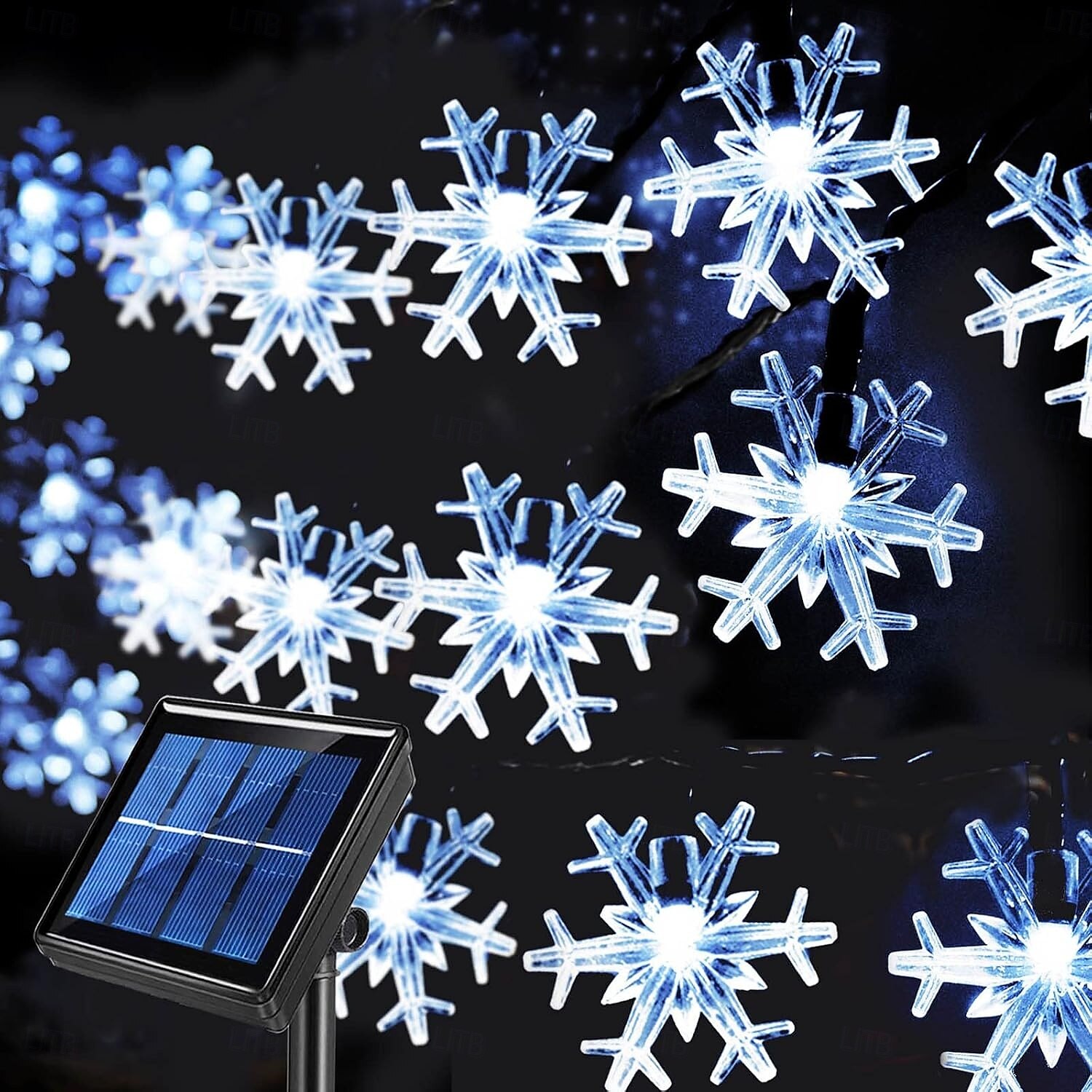 solární led vánoční vločka vodotěsná víla řetězová světla 30/50/100 led 8 režimů osvětlení venkovní dvorek zahrada dovolená zahrada svatba novoroční párty venkovní vnitřní dekorace 2025 - $13.99 –P2
