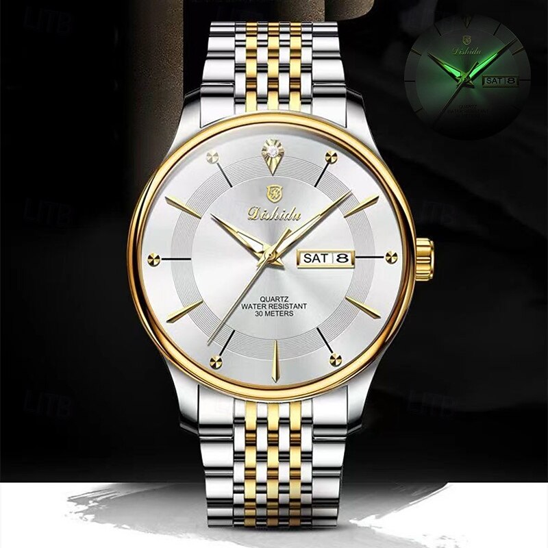 noua tendință de modă pentru bărbați cu calendar dublu ceas cu quartz luminos, simplu, versatil, timp liber, călătorie, sport, ceas pentru bărbați 2025 - $22.99 –P7