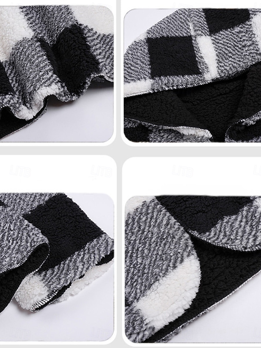 Per donna Giacca in pile Cappotto teddy Giacca con cappuccio Tenere al caldo Traspirante Tasche In pile Informale A quadri Da mare Strada Da tutti i giorni Per uscire Apertura anteriore Standard Felpa del 2025 a $62.99 –P3