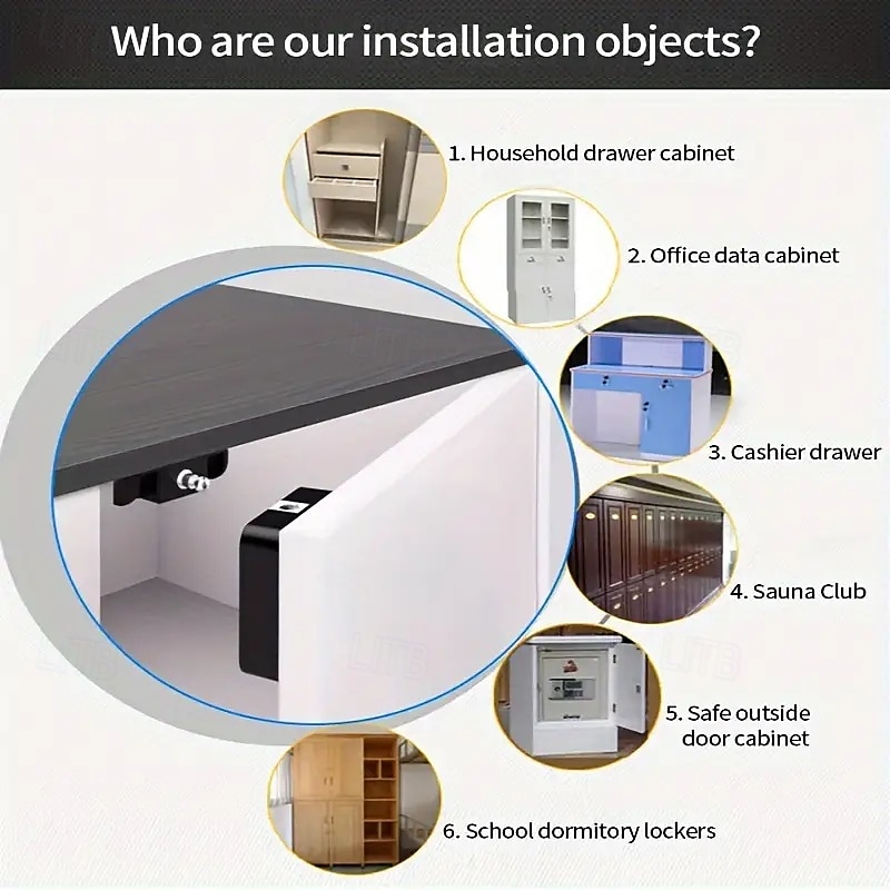 Bluetooth Invisible Cabinet Lock RFID Sensor Smart Drawer Security No Drill Keyless File Cabinet Invisible Lock APP Unlock 2025 - $39.99 –P5
