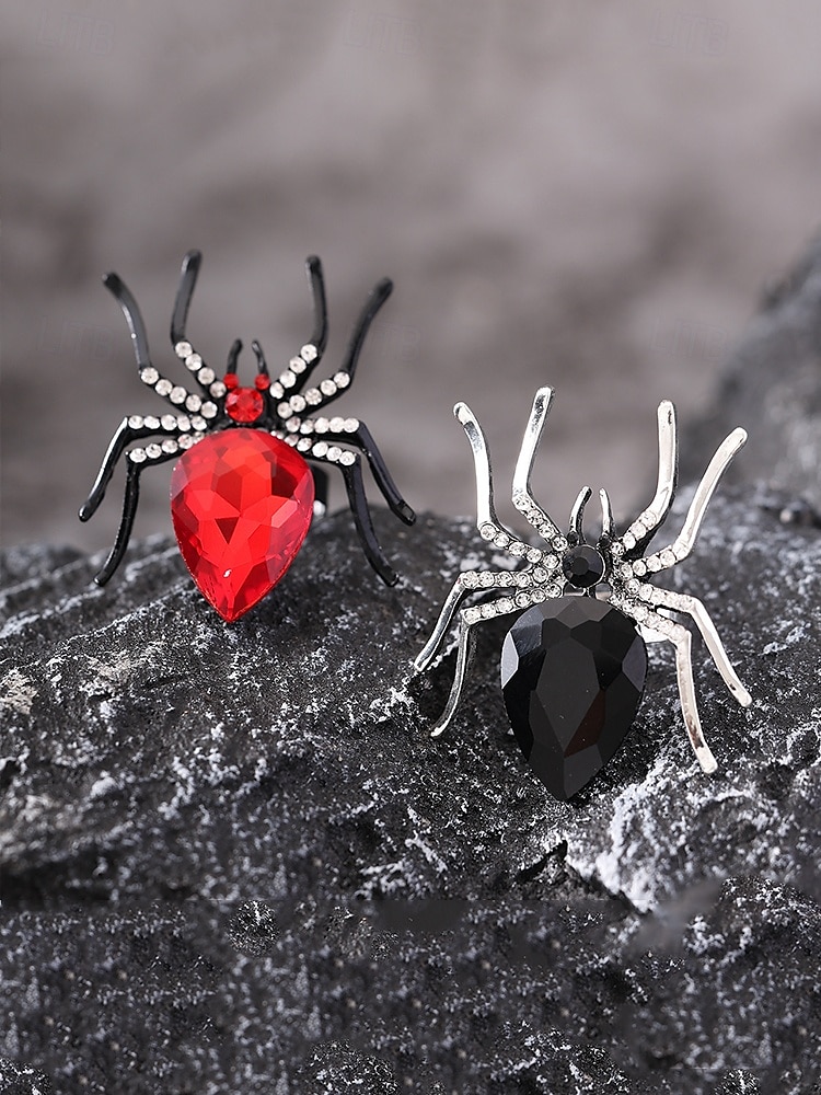 Halloween Spider Ring with Red Gemstone – Gothic Adjustable Statement Jewelry for Women's Costume Parties and Events 2025 - $7.99 –P4