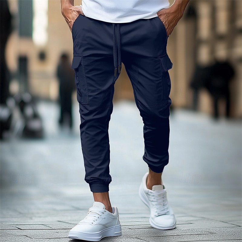 Homens Calças Cargo Calças Calça Jogger Com Cordão Cintura elástica Bolso multi Tecido Conforto Macio Comprimento total Ao ar livre Casual Diário Moda Roupa de rua Preto Verde Tropa Micro-Elástica de 2025 por $20.99 –P3