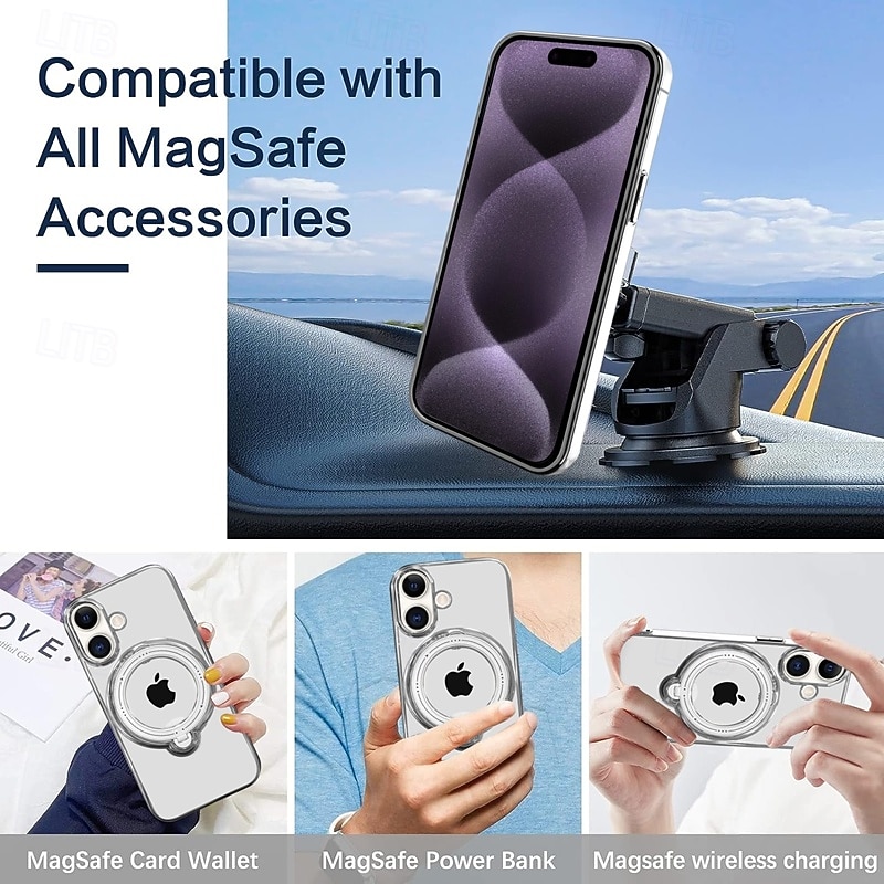 телефон Кейс для Назначение iPhone 15 14 Pro Max Plus 13 12 11 Pro Max Кейс на заднюю панель Кольца-держатели Магнитный Поддержка беспроводной зарядки Ретро ТПУ Покрытие 2026 - $14.99 –P2