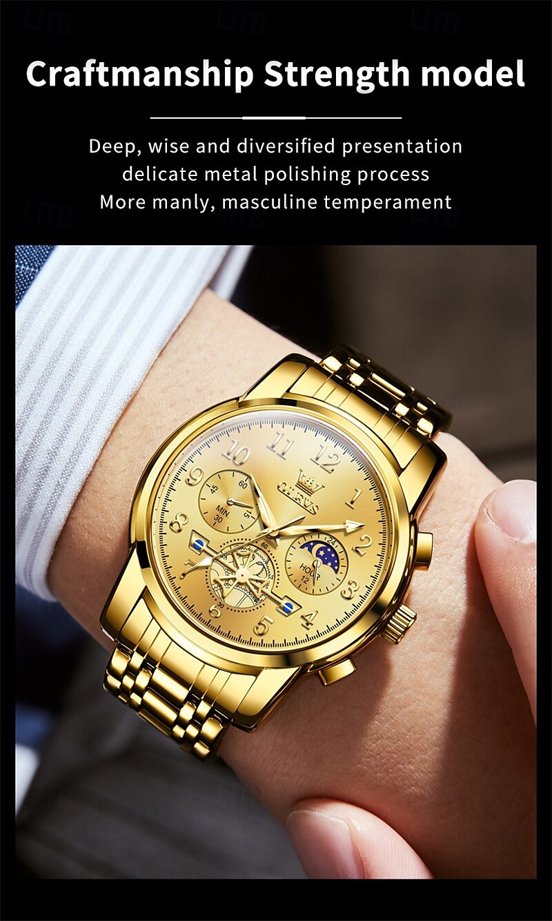 New Olevs Brand Trend Fashion Men'S Watches Luminous Chronograph Digital Scale Multifunction Waterproof Simple Quartz Watch Men'S Wristwatch 2025 - $32.99 –P16