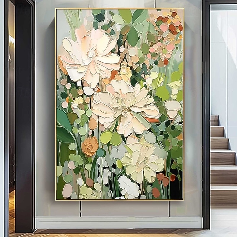 Oil painting handmade Impressionism Floral Paintings handmade Flower Oil Painting Abstract Rose Flower Painting Flower Landscape Painting Floral Wall Art Canvas Spring painting for Living Room 2026 - $116.99 –P3