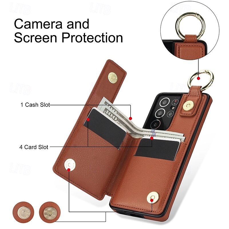 Phone Case For S24 S24 Ultra Plus S23 S22 S21 S20 Ultra Plus FE A55 5G A14 A54 A72 A73 A53 A70S Back Cover with Stand Holder Zipper Card Slot Retro TPU PU Leather 2025 - $22.99 –P3