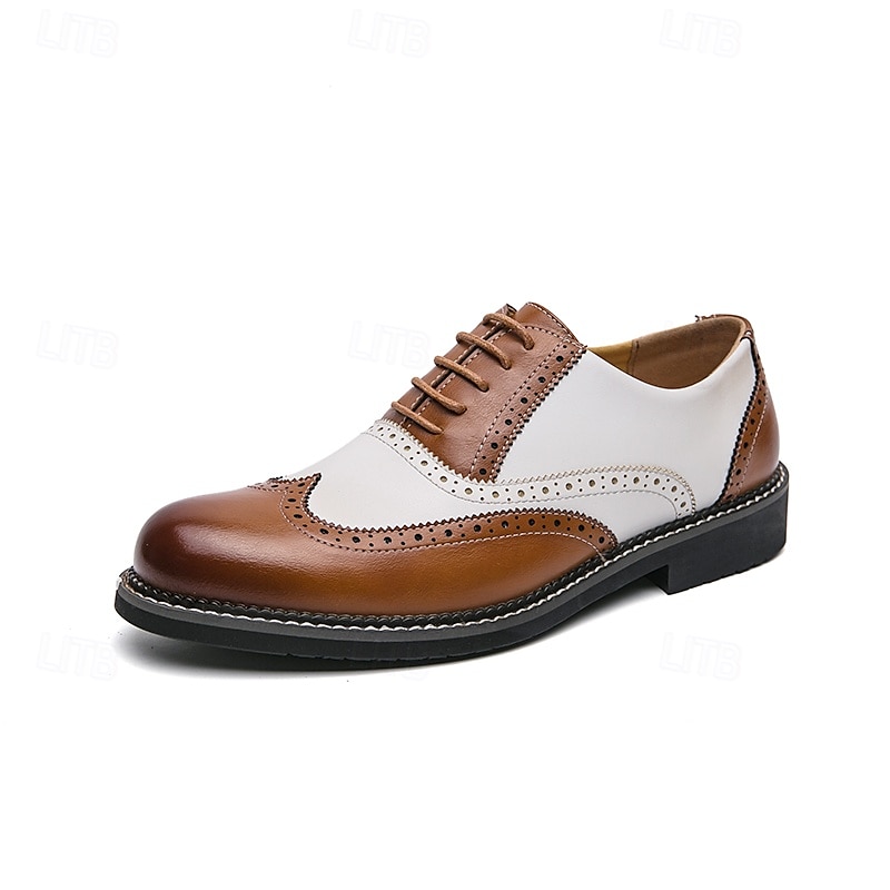 Men's Two-Tone Faux Leather Wingtip Oxford Gatsby Shoes – Vintage 1920s Brogue Spectator Dress Shoes for Wedding, Prom, Swing Dance, Roaring Twenties Party 2025 - $54.99 –P5