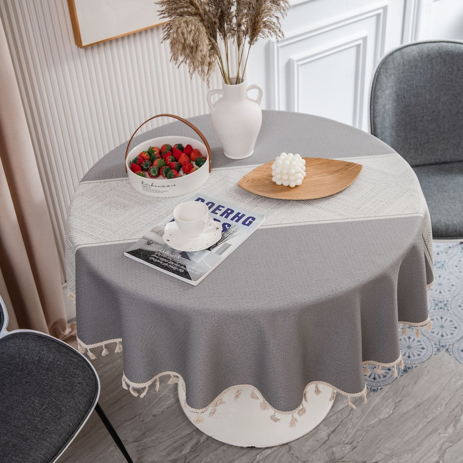 julerunde duker festlige og dekorative feriebordtrekk perfekt for runde bord ideelt for julemiddager og sesongbasert hjemmeinnredning 2025 - $33.99 –P5