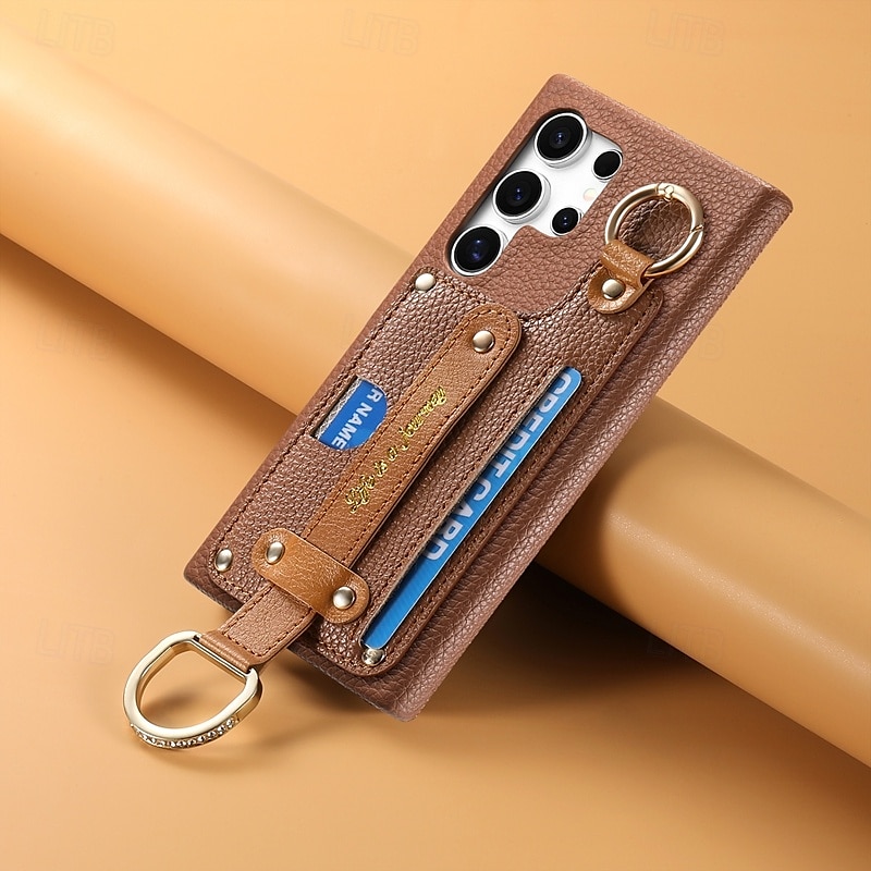 telefon Kılıf Na S24 Ultra S24 Plus S24 S23 S23 Ultra S23 Plus S22 S22 Ultra S22 Plus S21 Ultra Osłona tylna Z podpórką z paskiem na nadgarstek Gniazdo karty Retro TPU Skóra PU 2025 - $18.99 –P16