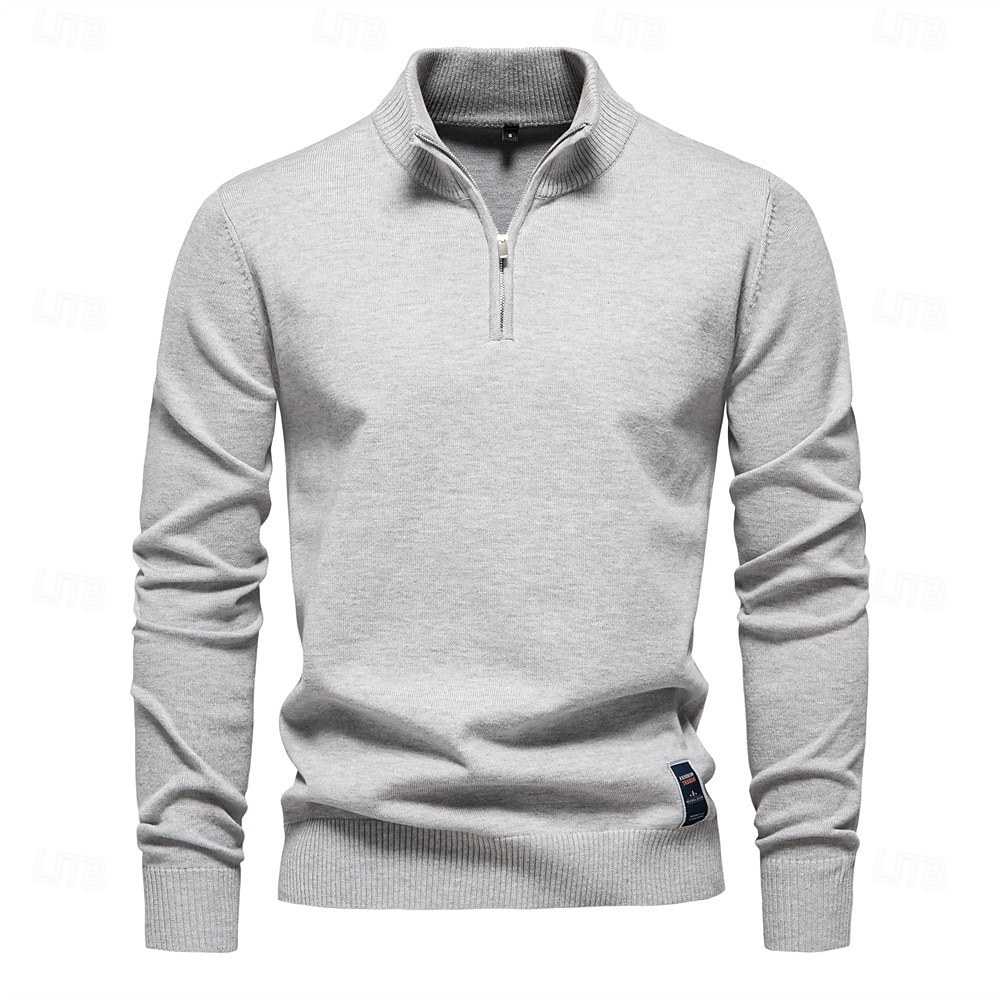 Mens Quarter Zip Cotton Pullover Sweaters Solid Color Casual Social Knit Mock Neck Polo Sweaters for Men 2025 - $37.99 –P6
