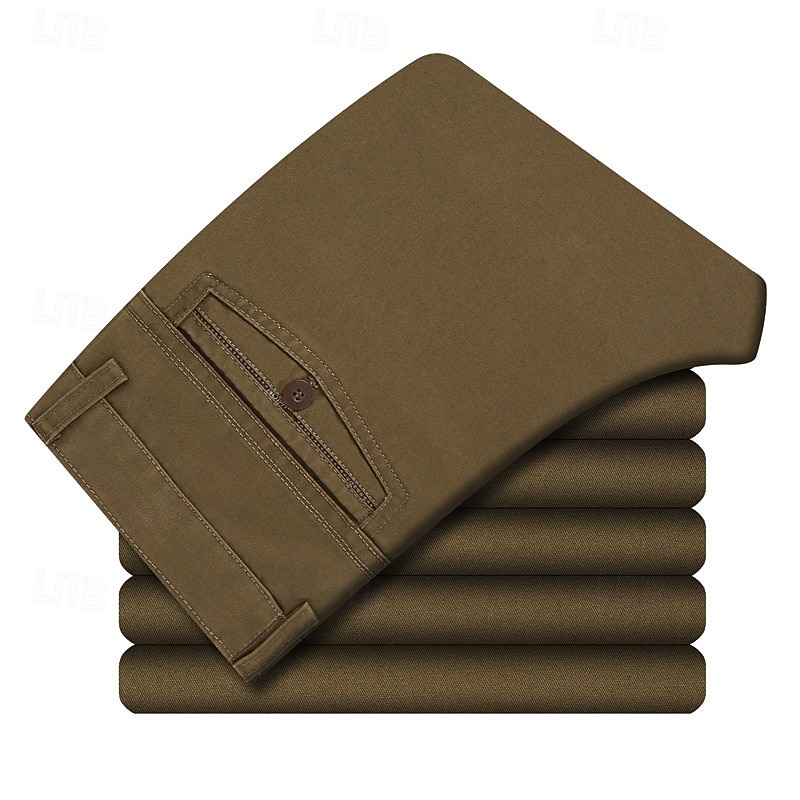 Per uomo pantaloni della tuta Pantaloni Chino Bottoni Tasche Gamba dritta Liscio Comfort Formale Feste Ufficio Di tendenza Classico Nero Verde scuro Media elasticità del 2025 a $18.99 –P4