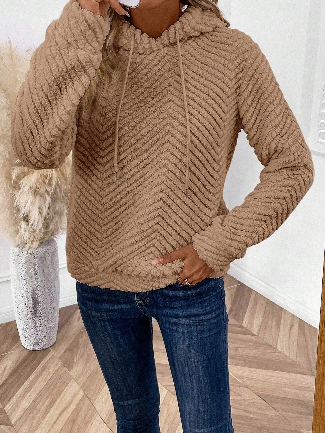 női blúz stílusos modern, hosszú ujjú normál felsők napi munka khaki tavasz ősz tél 2025 - $44.99 –P3