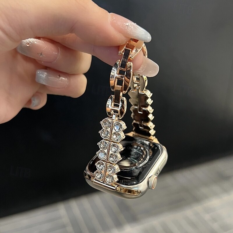 Pulseira de joias Compatível com Pulseira Apple Watch 38mm 40mm 41mm 42mm 44mm 45mm 49mm Bling Diamond Ajustável Respirável Lega pulseira de substituição para iwatch Ultra 2 Series 9 8 7 SE 6 5 4 3 2 de 2025 por $16.99 –P16