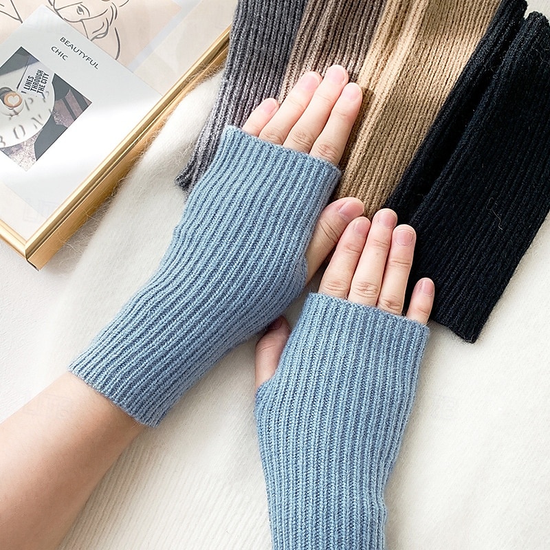 gants sans doigts poignet sans doigts gants tricotés chauffe-bras manches extensibles pour femmes hiver chaud unisexe pour mitaines de 2025 ? $12.49 –P4