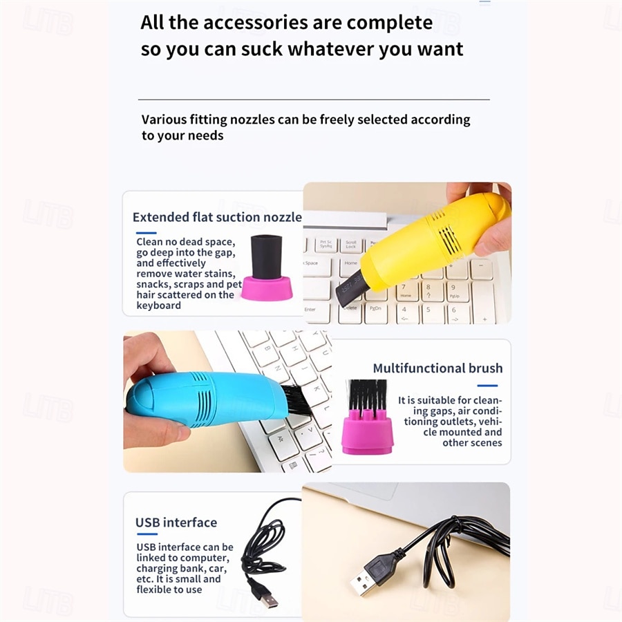 Mini USB Vacuum Cleaner Keyboard Brush Laptop Shell Cleaner Dust Brush Portable USB Vacuum Cleaner Computer Cleaning Tool 2025 - $14.99 –P9