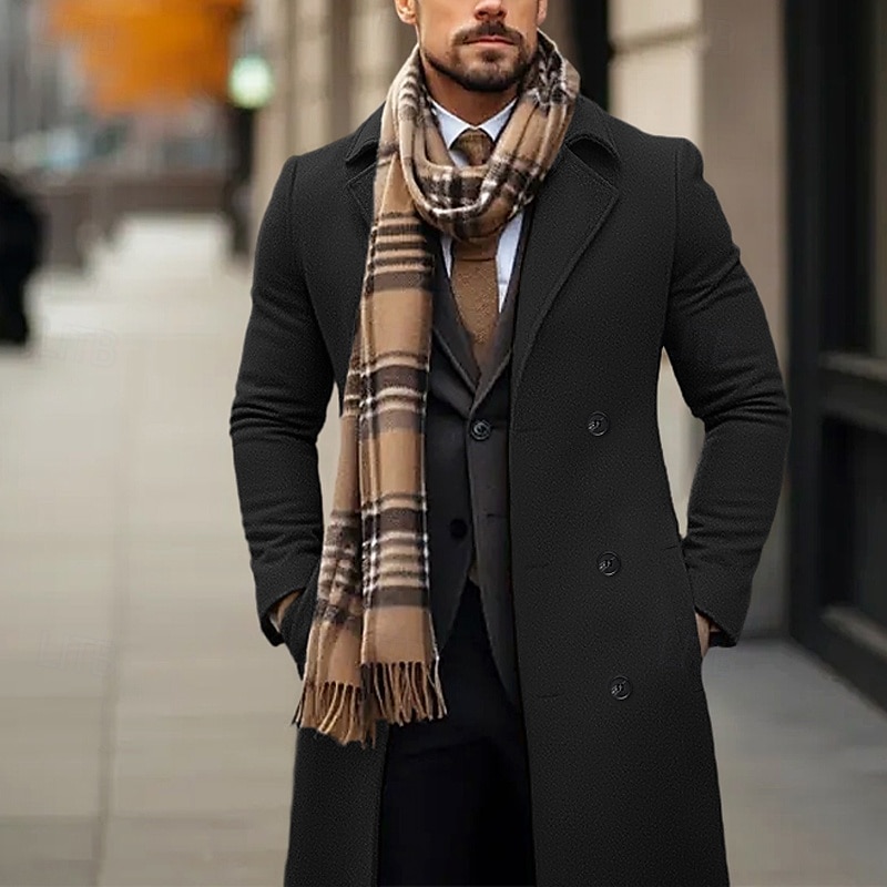 Herren Wintermantel Wollmantel Mantel Outdoor Freizeitskleidung Herbst Winter Polyester warm Oberbekleidung Bekleidung Modisch Strassenmode Glatt Tasche Kargen Doppelreihiger Verschluss 2025 - $114.99 –P5