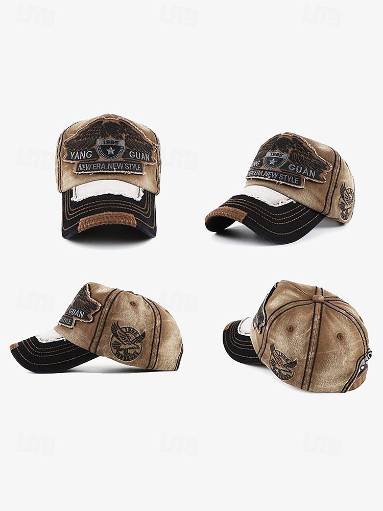 Vintage Distressed Baseball Cap with Embroidered Eagle Patch – Men's Casual Outdoor Hat for Sports and Fashion 2025 - $18.99 –P3