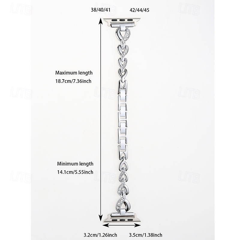 Solo Loop Compatibel met: Apple Watch-horlogebandje 38mm 40mm 41mm 42mm 44mm 45mm 49mm Bling Diamant Metalen sluiting Verstelbaar Legering Vervangende horlogeband voor iwatch Ultra 2 Series 9 8 7 SE 2026 - $17.99 –P10