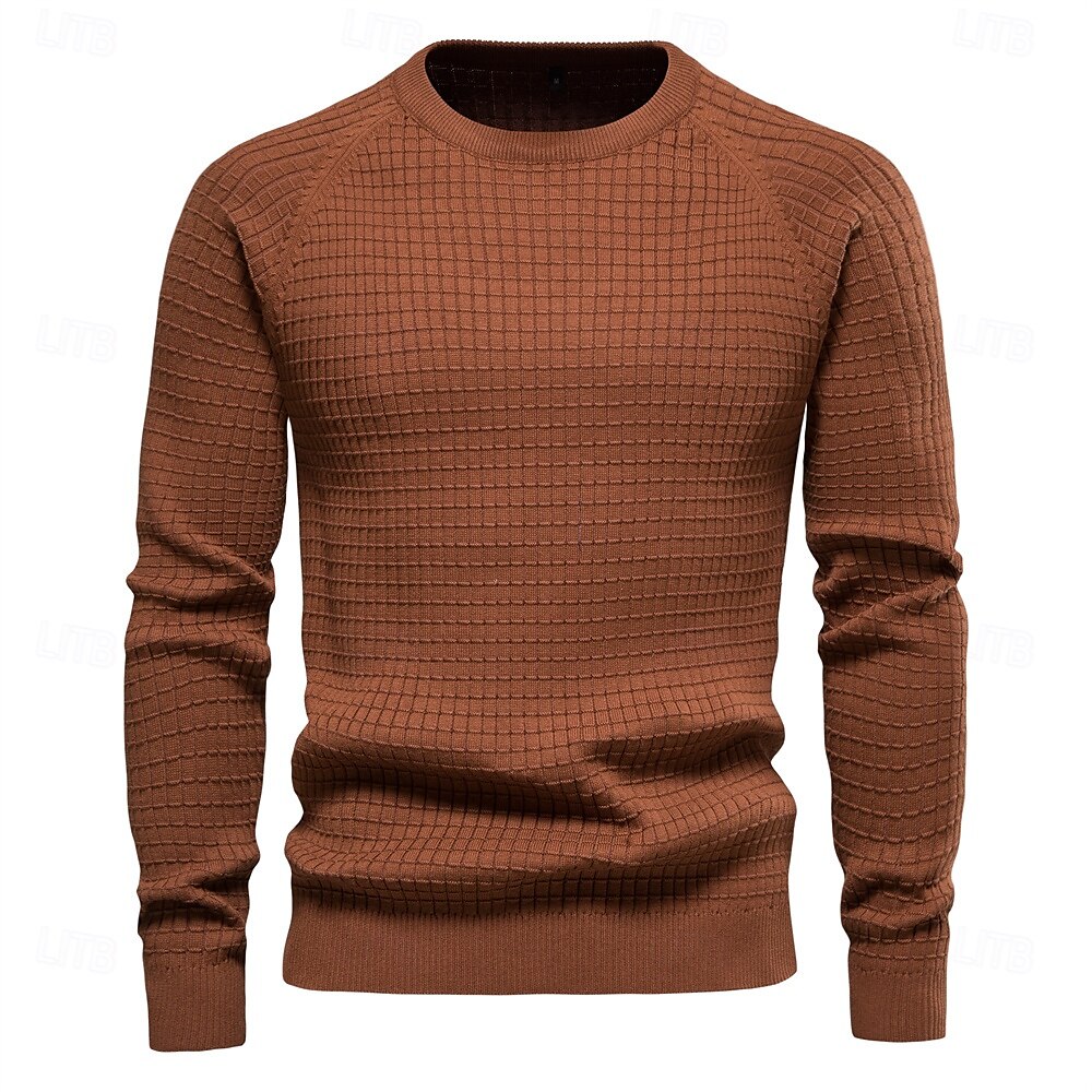 100% Baumwolle Herren Pullover einfarbig Oansatz hochwertige Mesh Pullover männlich neue Winter Herbst Basic Pullover für Männer 2025 - $37.99 –P7