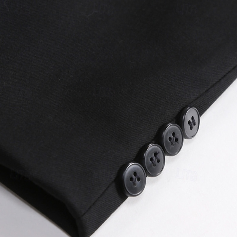 Men's Graduation Blazer Business Cocktail Party Wedding Party Fashion Casual Spring &  Fall Polyester Color Block Buttons Pocket Comfortable Single Breasted Blazer Black 2025 - $60.99 –P6