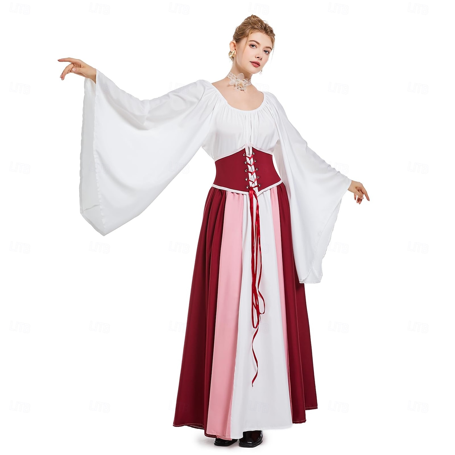 Retro Středověké Renesanční Šaty Šaty inspirované Regency Ren Faire Elf Viking Elfí Dámské Keltské Pirát Fantazie předvečer Všech svatých Karneval Plesová maškaráda Párty LARP Ren Faire Dospělé Šaty 2025 - $46.99 –P17