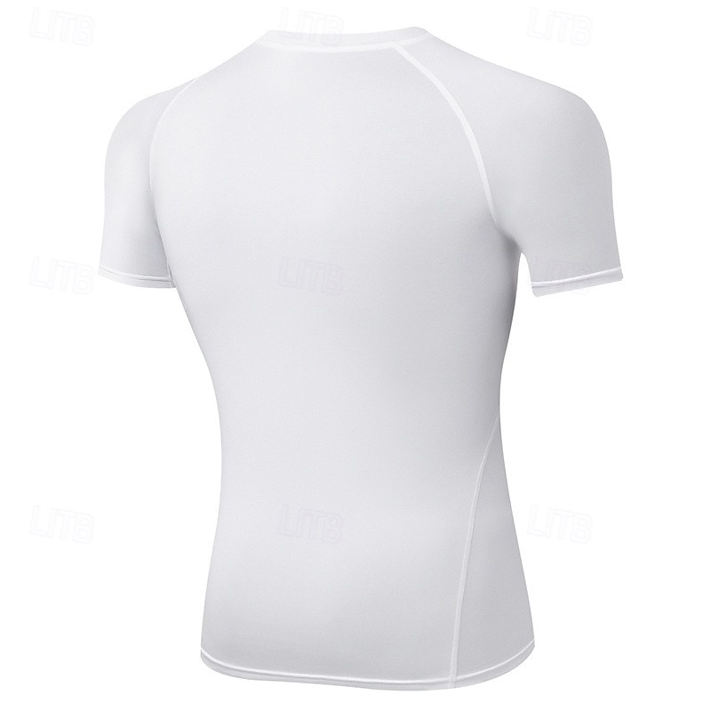 Men's Compression Shirt Athletic Shirt Gym Shirt Fitness Shirt Short Sleeve Tee Tshirt Casual Athleisure Breathable Quick Dry Soft Gym Workout Running Walking Sportswear Activewear White Red Green 2025 - $15.49 –P5