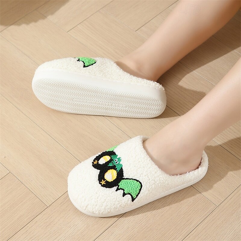 pantoufles d'intérieur pour Halloween, pantoufles en coton avec motif de masque de dessin animé pour femmes, chaussures d'hiver confortables pour la maison de 2025 ? $16.99 –P3