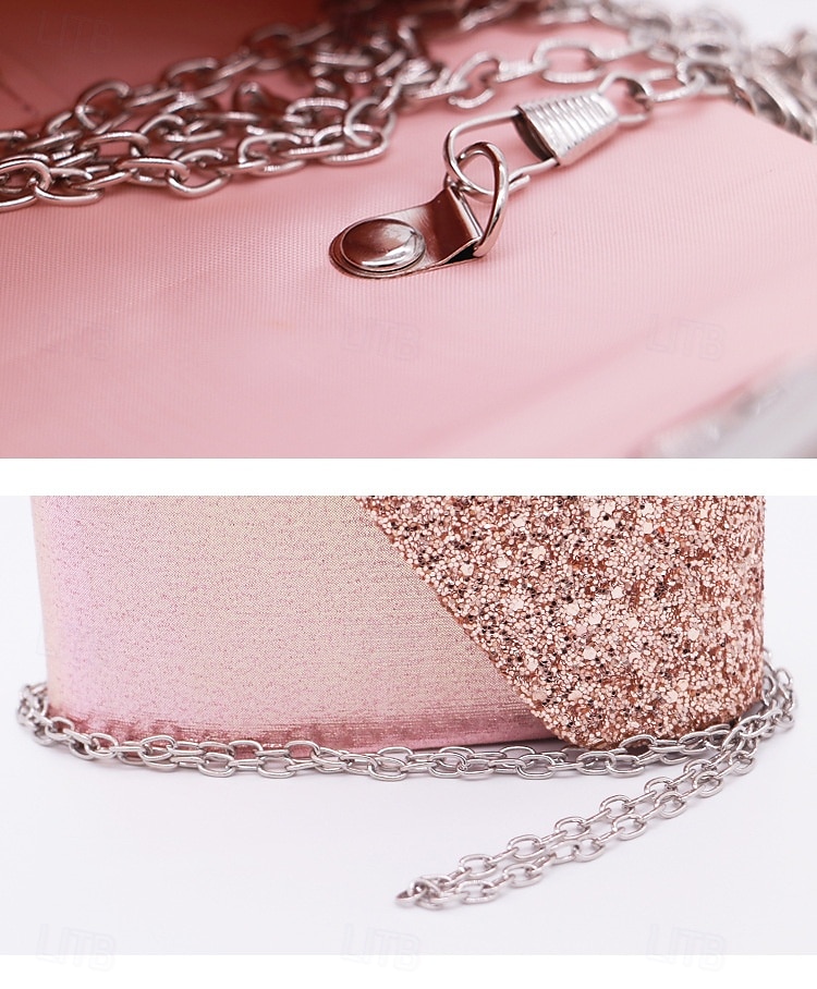 női crossbody táska clutch táskák pu bőr esti menyasszonyi esküvőre láncos csillogó fényű divat ezüst fekete rózsaszínben 2025 - $24.99 –P2