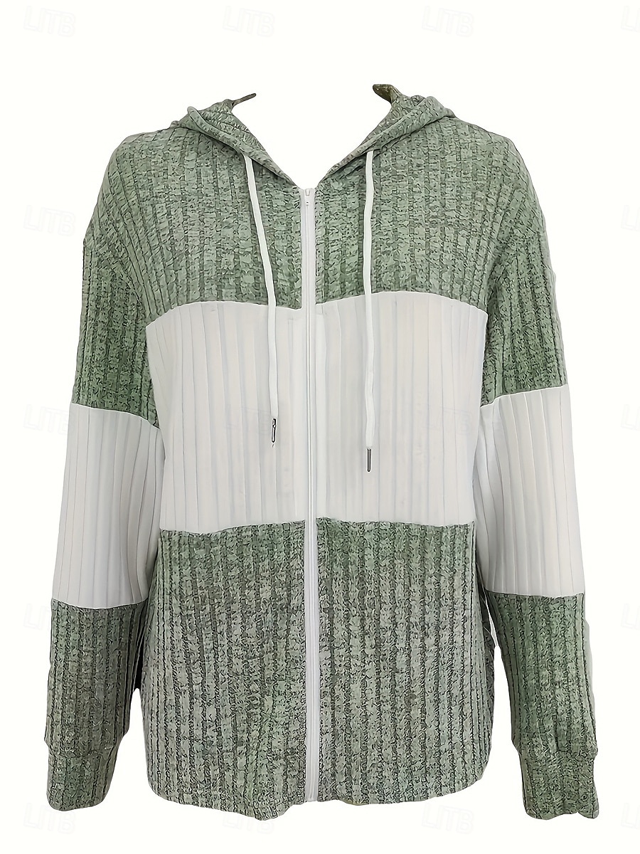 Women's Hoodied Jacket Dailywear Patchwork Color Block Warm Vintage Regular Fit Outerwear Long Sleeve Fall Black S 2025 - $29.99 –P2