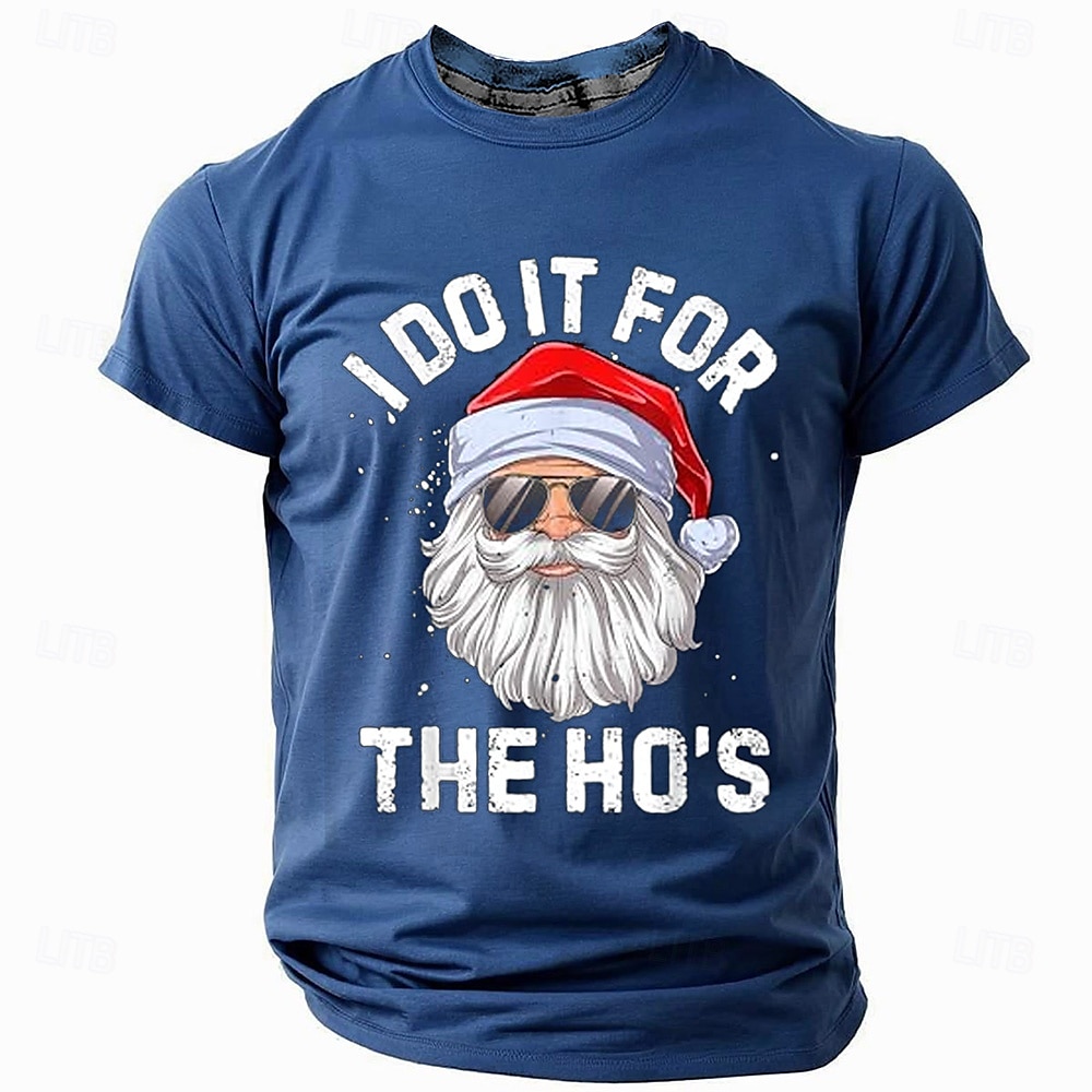 Christmas Men's Funny Christmas 3D T-shirts Santa Claus Fashion Athleisure 3D Print Tee Party Street Light Blue Black Light Green Short Sleeve Crew Neck Summer Spring Clothing Apparel S M L XL 2025 - $18.99 –P5
