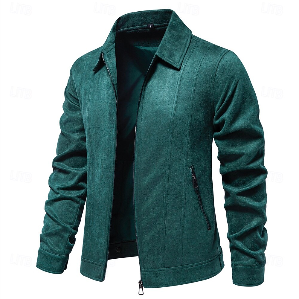 Per uomo Giacca sportiva Giacca in pelle scamosciata marrone Casual / quotidiano Sexy Autunno inverno Tinta unita / tinta unita Informale Bavero Standard Nero Giallo Verde Grigio Giacca del 2025 a $66.99 –P7