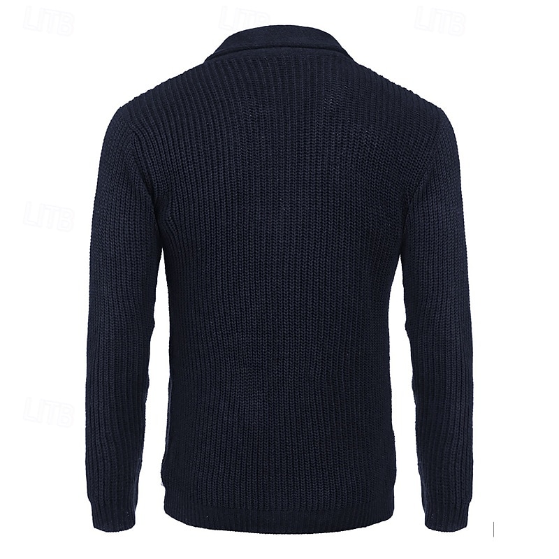 Herren Strickjacke Kleid Pullover Strickpullover Gerippt Stricken Standard Knopf hoch Seitentaschen Feste Farbe Kargen Modisch Klassisch Freizeitskleidung Verabredung Bekleidung Herbst Winter 2025 - $41.99 –P4