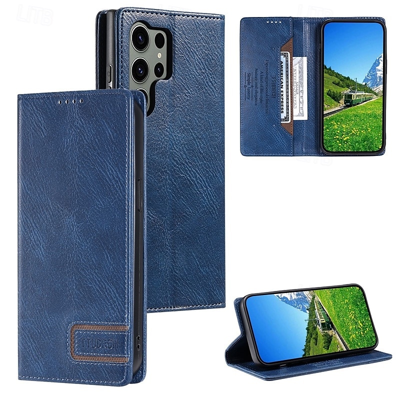 téléphone Coque Pour S23 S23 Ultra S23 Plus S22 S22 Plus Ultra S22 Ultra S22 Ultra Plus FE S22 Plus S21 FE A54 A34 A14 Coque Arriere Avec Support Fente pour carte Antichoc Rétro TPU faux cuir de 2025 ? $16.99 –P5