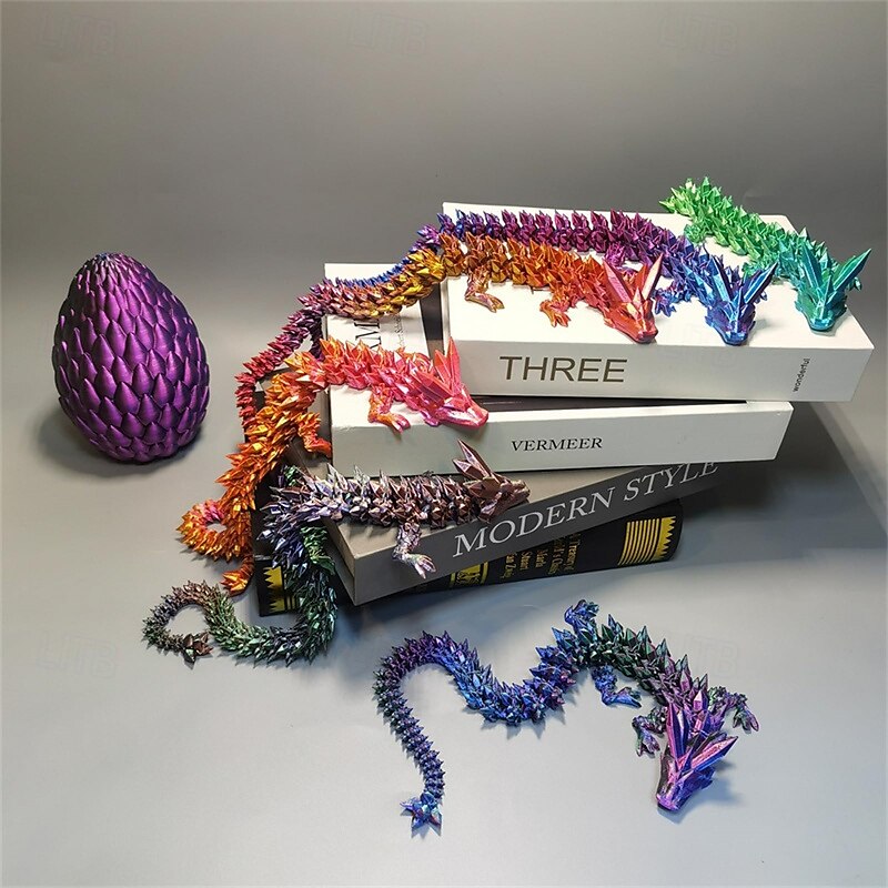 3D drukowane smocze jajo tajemniczy kryształowy smok zabawki fidget, ruchomy smok dekoracja biurka domowego wielkanocna niespodzianka jaja dinozaurów zabawki fidget dla dorosłych dla autyzmu 2025 - $33.99 –P6