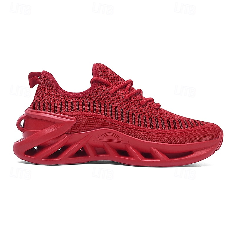 tênis de corrida flyknit respirável vermelho masculino com sola acolchoada leve – ideal para treinos e uso diário de 2025 por $46.99 –P5