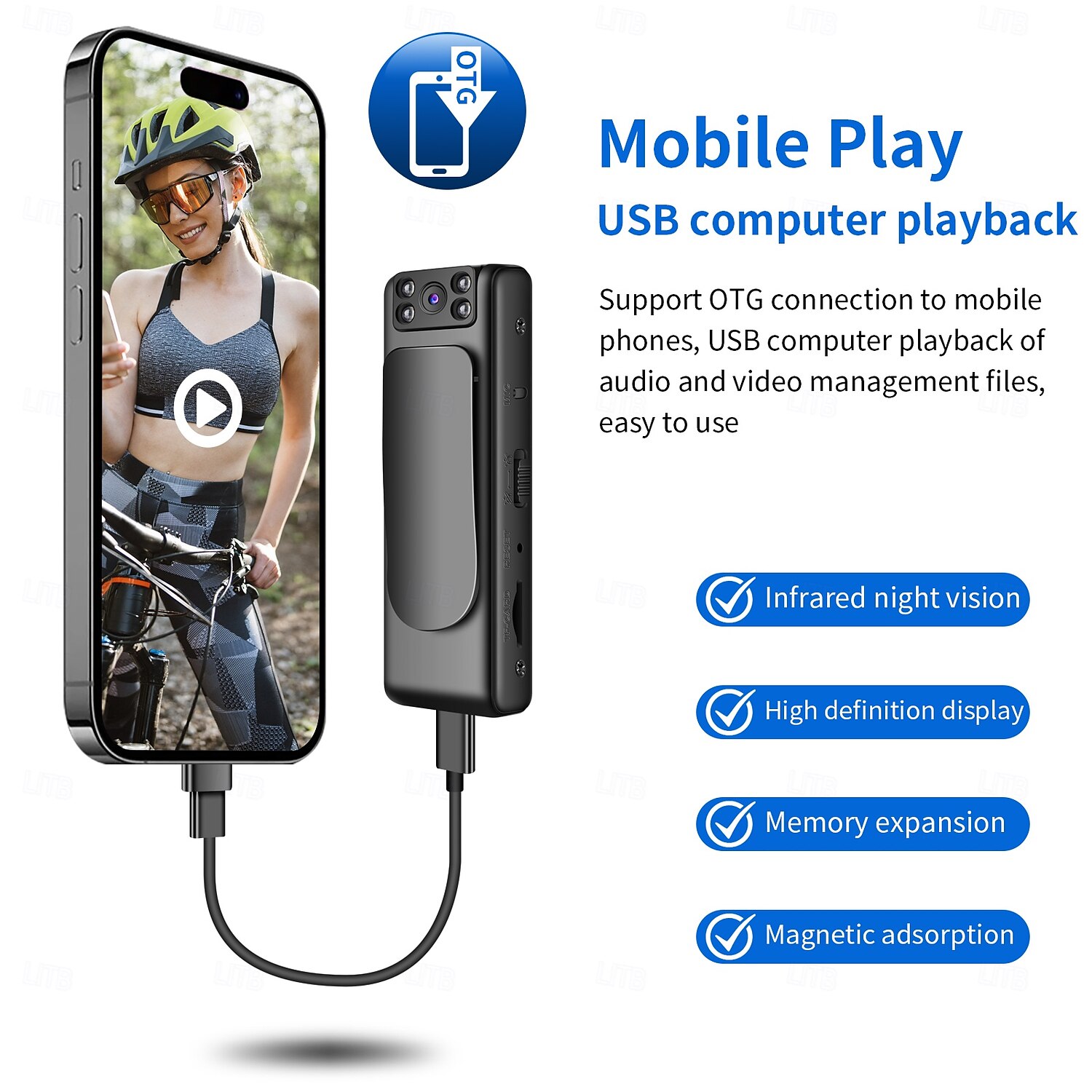 Aktionskamera Tragbar Wiederaufladbar Bild- und Videofunktion aufzeichnen Mini CMOS-Sensor 1080p 128 GB Geländerad 2025 - $21.99 –P6