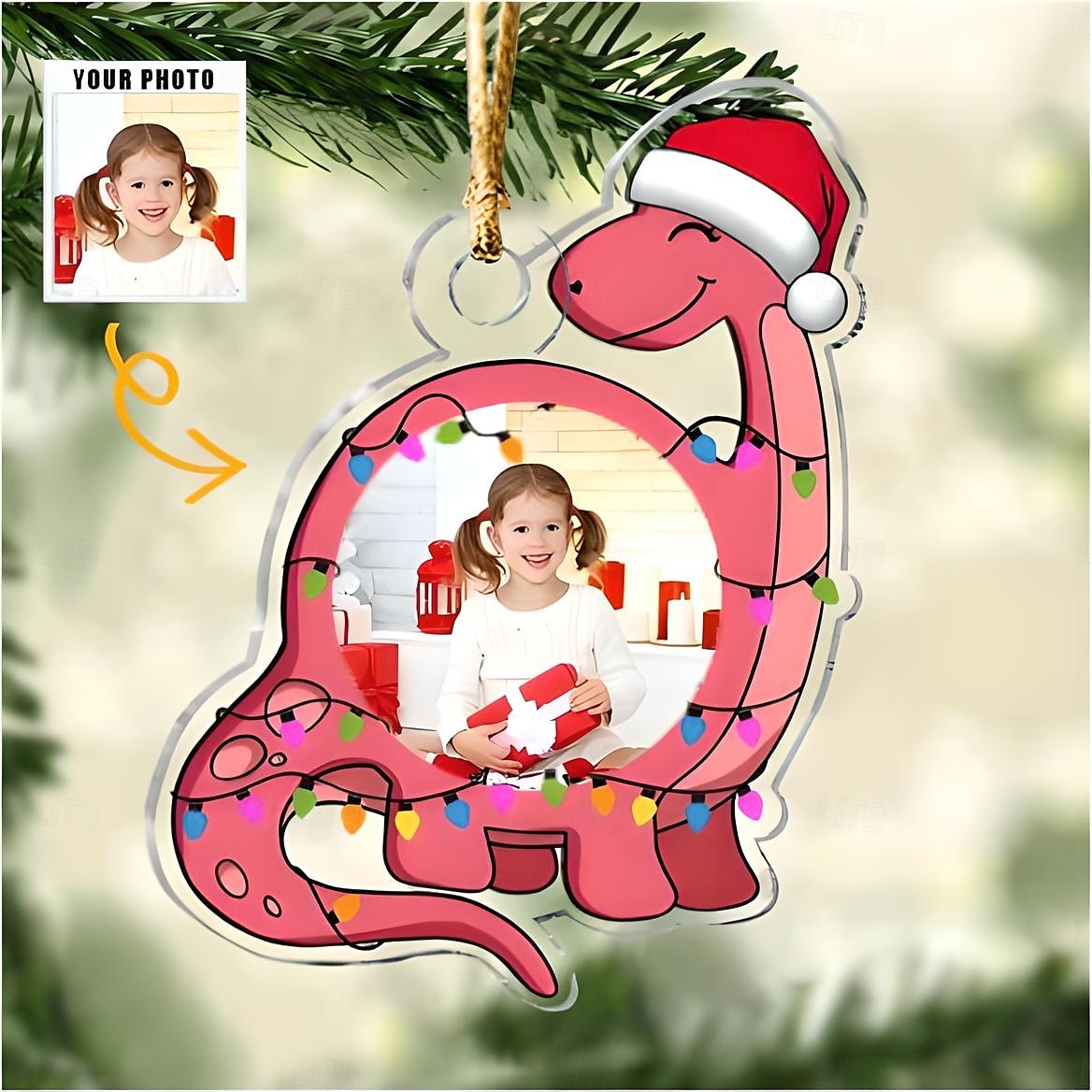 Personalized Photo Christmas Ornaments Acrylic 2D Custom Baby Face Christmas Tree Ornaments Xmas Decoration Hanging Pendant Gifts Cute Dinosaur 2025 - $11.49 –P5