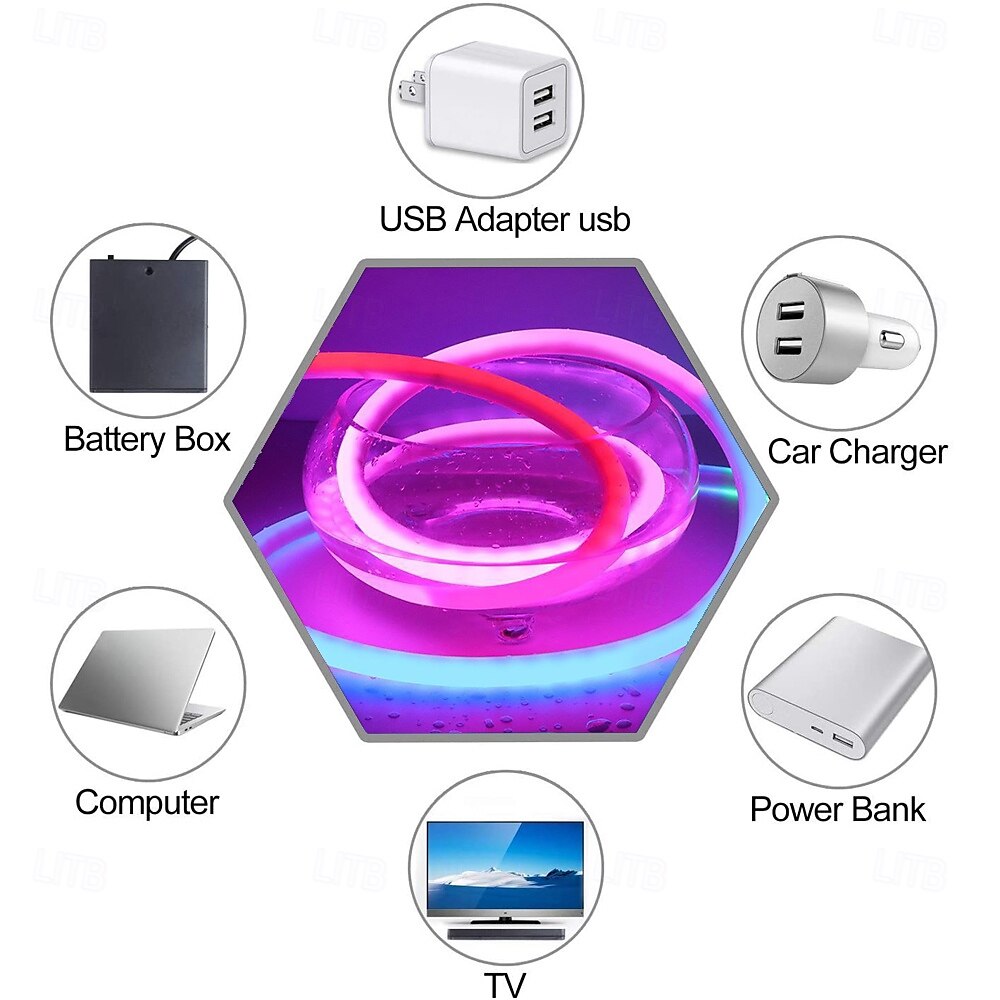 White Silicone Neon LED Light Strip, 16MM 360° Circular, RGB Flexible Dreamy Color Rope Light with 17-Key IR Controller, USB DC5V for Bedroom Indoor/Outdoor Decoration WS2811 2025 - $22.99 –P7