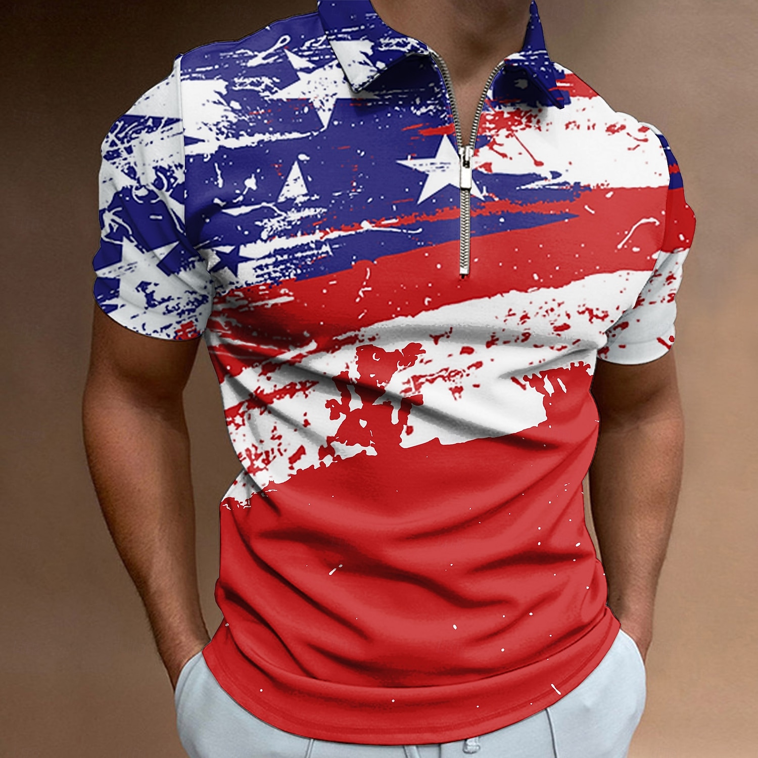 4 luglio 2026 250° Per uomo Bandiera Americana Veterani Polo con zip Maglia da golf Manica Corta Magliette polo Camicie con Colletto Casual Abbigliamento casual alla moda Abbigliamento da vacanza del 2026 a $23.99 –P1