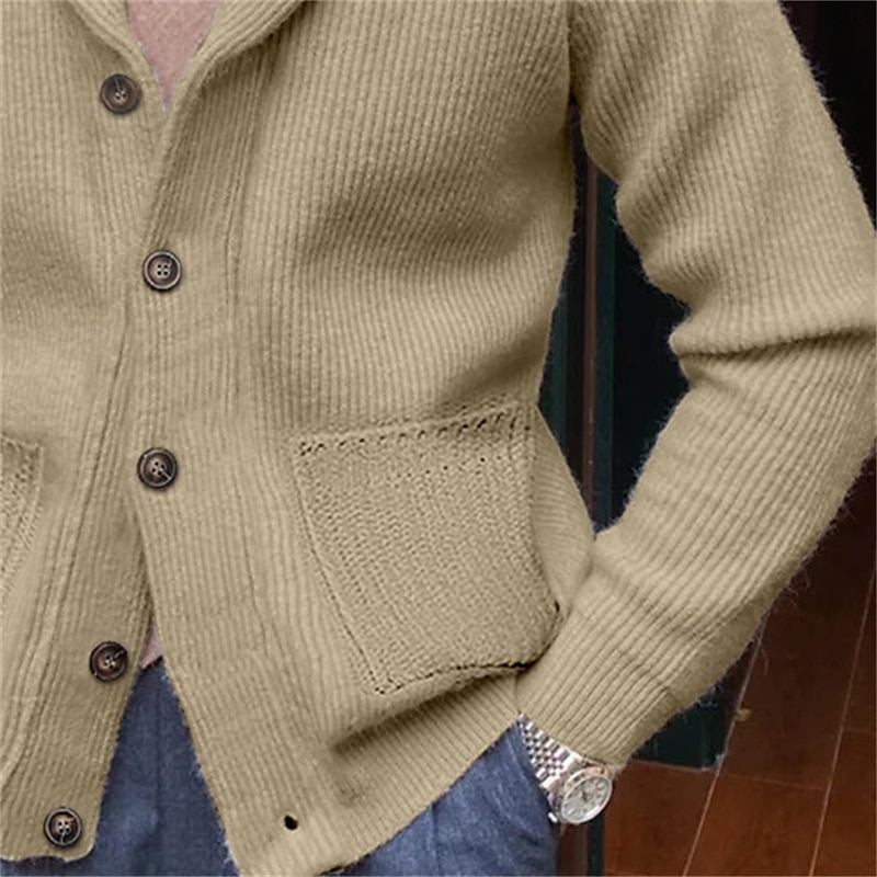 Hombre Pulóveres Chaqueta de Punto Vestido Suéter Tejer De Punto Color sólido Redonda Elegante Estilo retro Ropa Cotidiana Ropa Otoño Invierno Color Caquí M L XL 2025 - $47.99 –P2