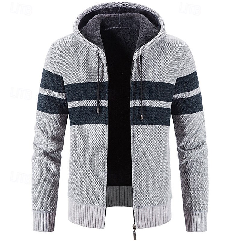 Per uomo Cardigan Maglione Maglione corto Maglione con zip Maglione lavorato a maglia A coste Maglia Standard Collage Tasche Color Block Con cappuccio Di tendenza Classico Da tutti i giorni del 2025 a $43.99 –P13